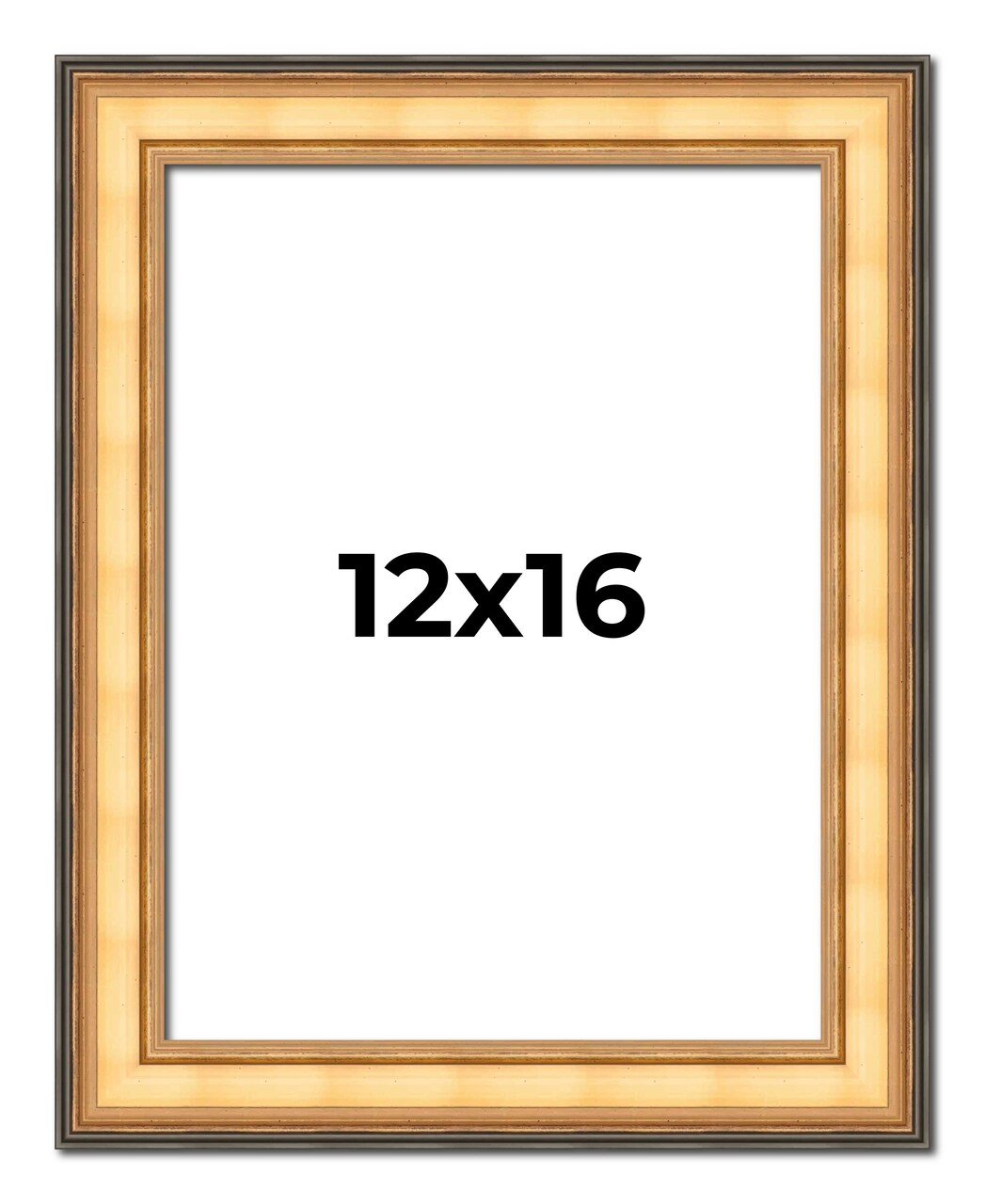 12x16 Traditional Picture Frame with UV-Resistant Acrylic & Acid Free Backing, Available in 3 Finishes - Black, Brown, Gold